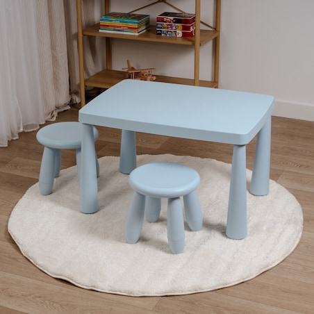 Zestaw dla dzieci stolik i krzesełka plastikowe niebieskie
