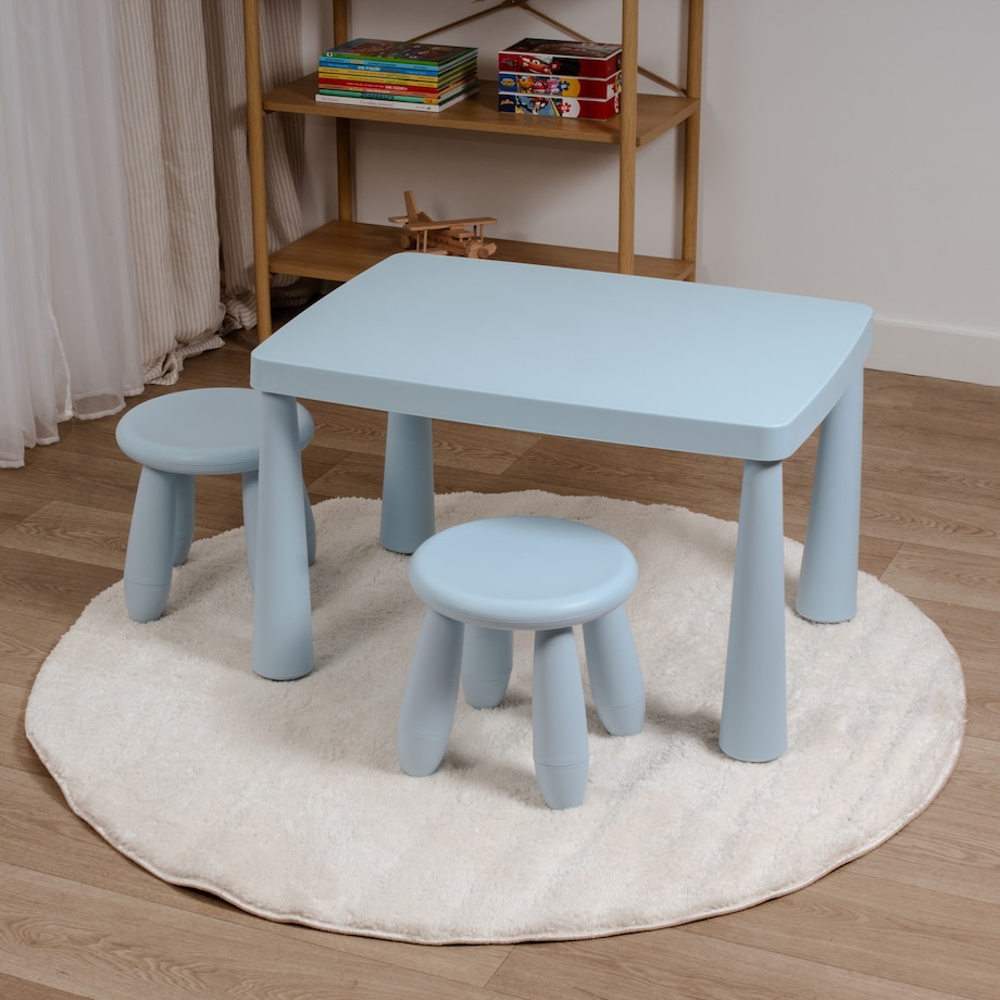 Zestaw dla dzieci stolik i krzesełka plastikowe niebieskie