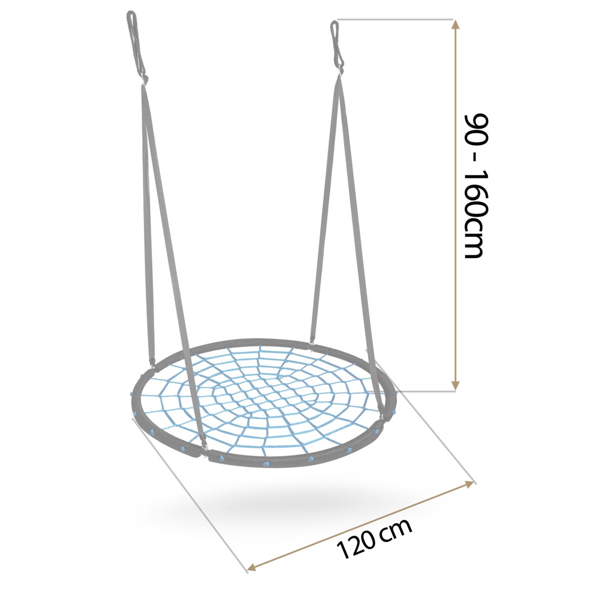 Huśtawka ogrodowa Neo-Sport bocianie gniazdo fotel wiszący 120 cm czarno-niebieska