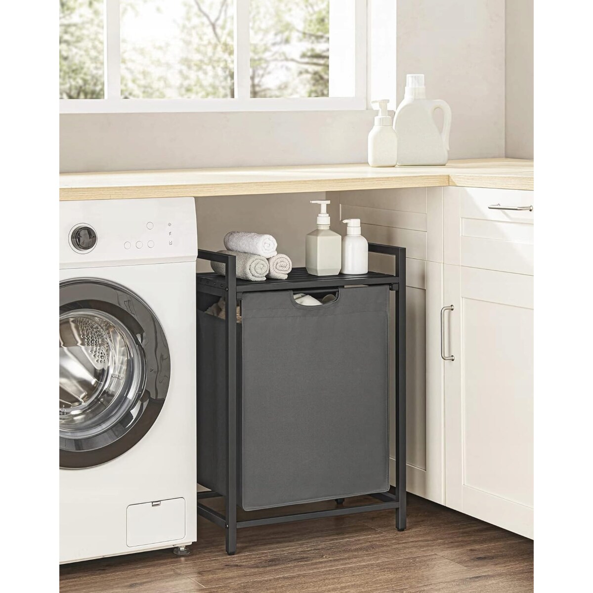 Szafka Łazienkowa Kosz 50X33X72 Cm Szary Czarny