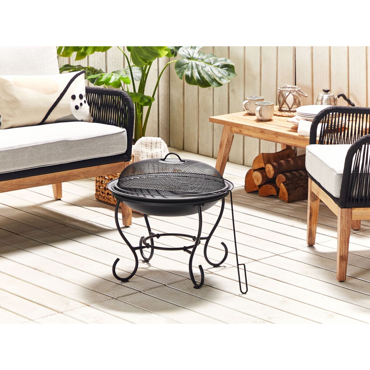 Palenisko ogrodowe z grillem stalowe czarne NEGARA