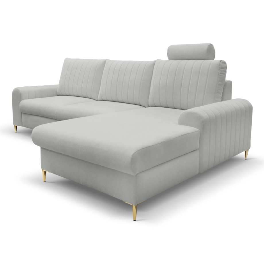 Elegancki narożnik MANGO z funkcją spania prawy - kolor popiel