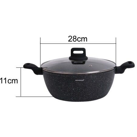 Garnek z powłoką marmurową czarny indukcja gaz 28cm 5.7L KLAUSBERG