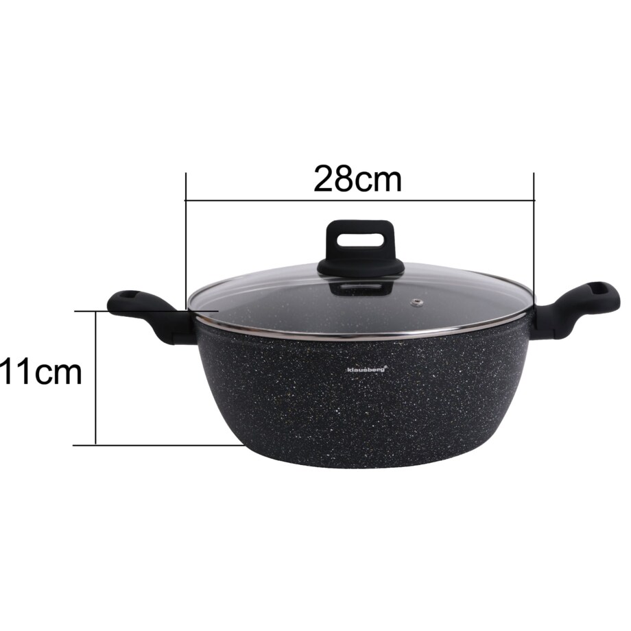 Garnek z powłoką marmurową czarny indukcja gaz 28cm 5.7L KLAUSBERG