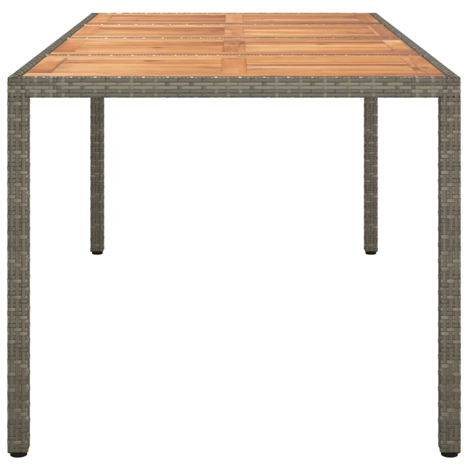 vidaXL Stół ogrodowy, 190x90x75 cm, rattan PE i drewno akacjowe, szary