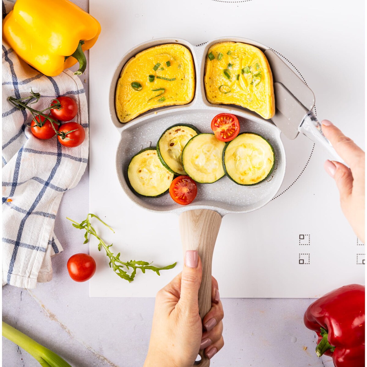 Patelnia marmurkowa 3 w 1 do jajek naleśników placków pancake 18cm SZARA KLAUSBERG