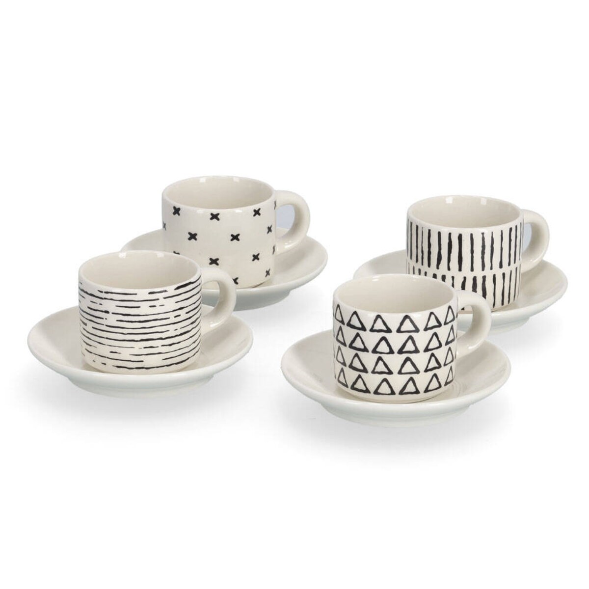 Zestaw filiżanek do espresso w geometryczne wzory, 70 ml