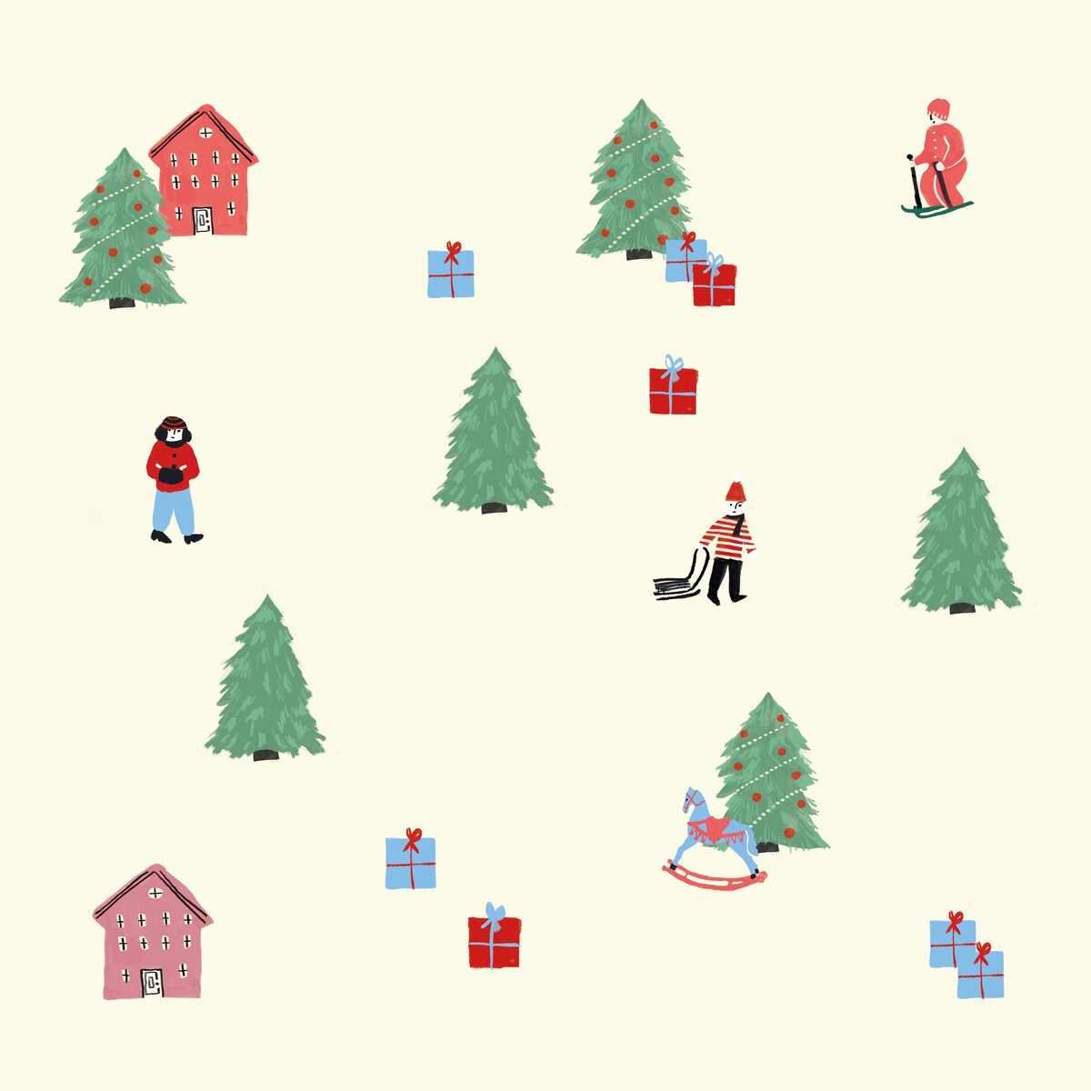 Poduszka świąteczna - Świąteczny pejzaż 45x45 cm