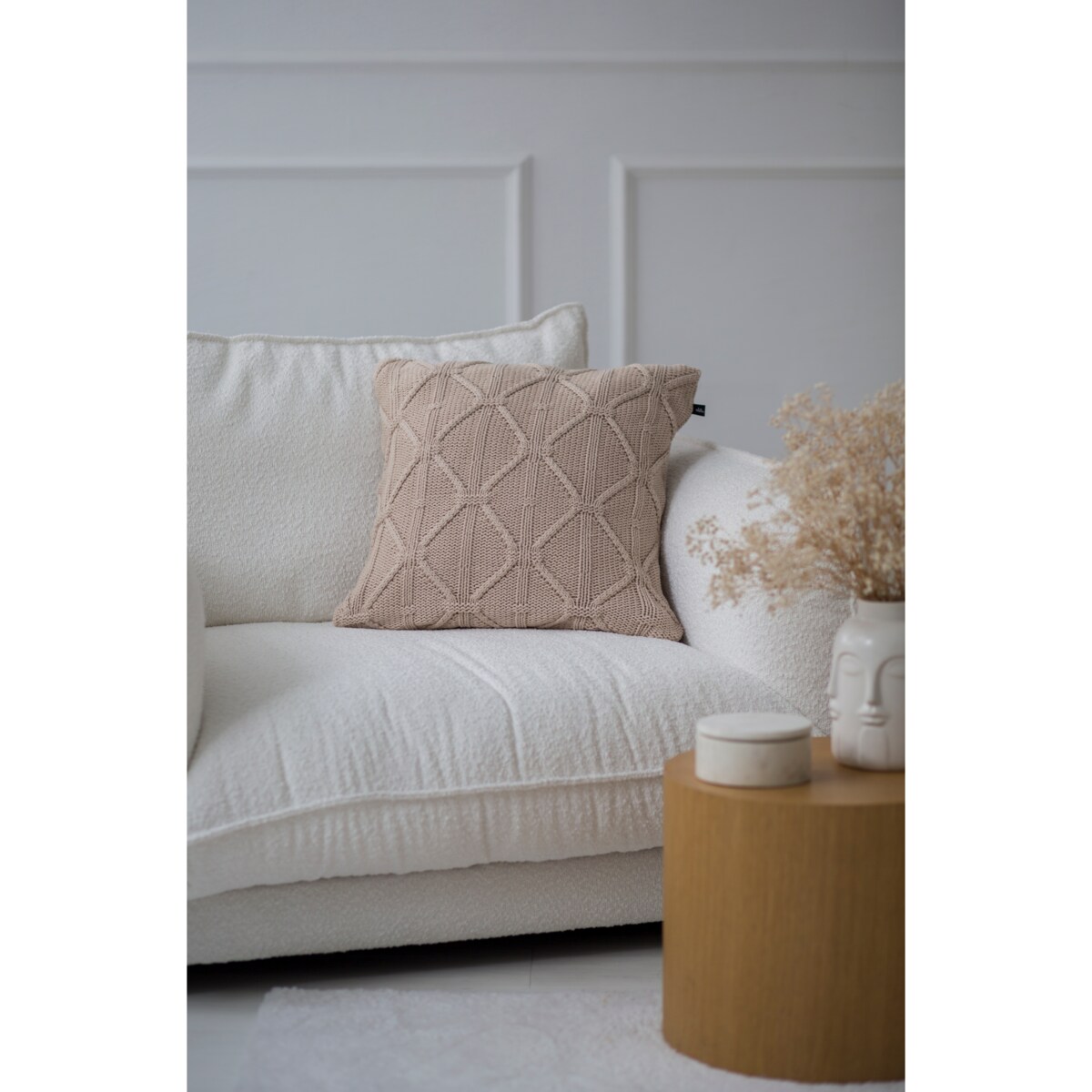 Poszewka brytyjska kwadratowa beżowa, 50 x 50 cm, La Manta