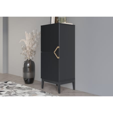 Drewniana komoda Visby DEMI HIGH 2D / kolor czarny / szer. 50,5 cm
