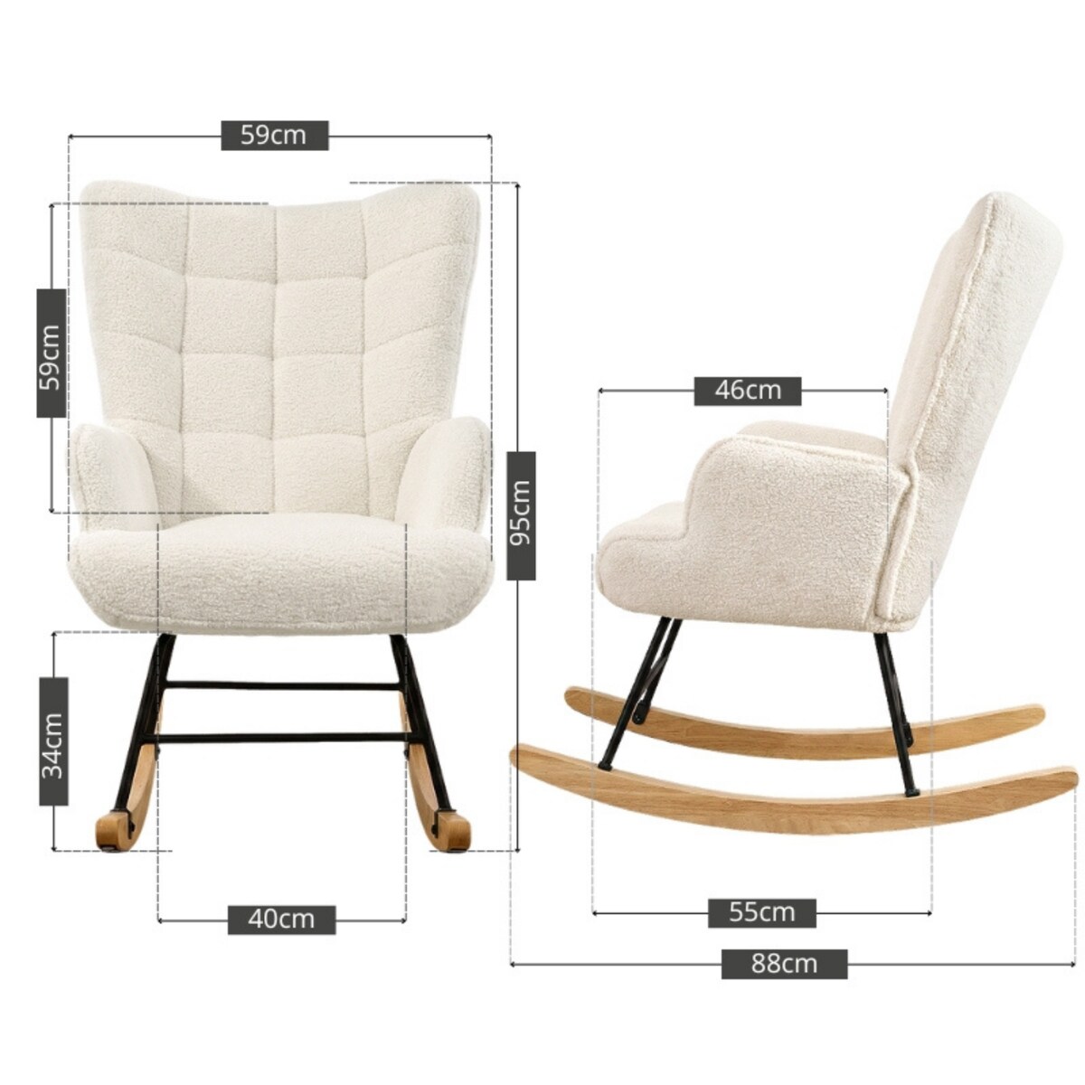 Fotel bujany tapicerowany baranek wygodny wypoczynkowy uszak salon beżowy