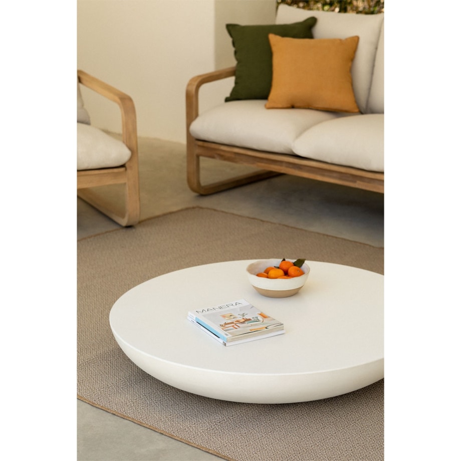 Okrągły stolik cementowy biały 105 cm