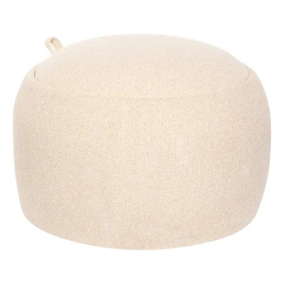 Pufa ze schowkiem, szenilowa, beżowy melanż, Elior, Ø60 cm