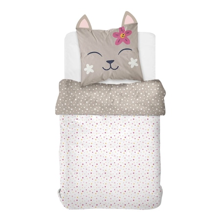 Komplet pościeli dziecięcej z uszkami 140x200 cm MATTINA kotek
