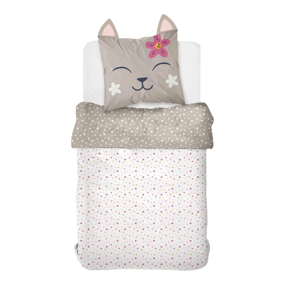 Komplet pościeli dziecięcej z uszkami 140x200 cm MATTINA kotek