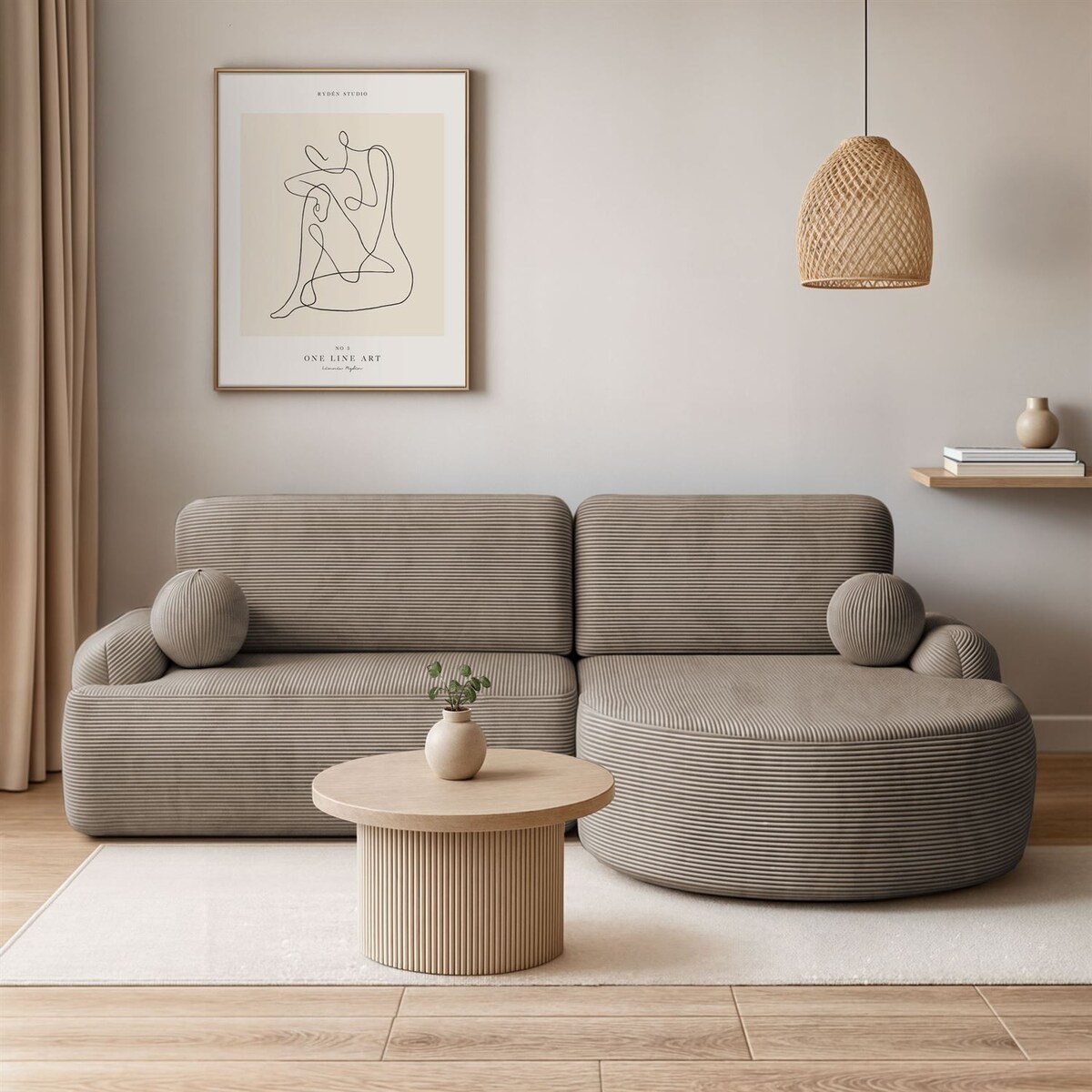 Zaokrąglony narożnik CLEO II z funkcją spania, wersja prawa, Poso 02