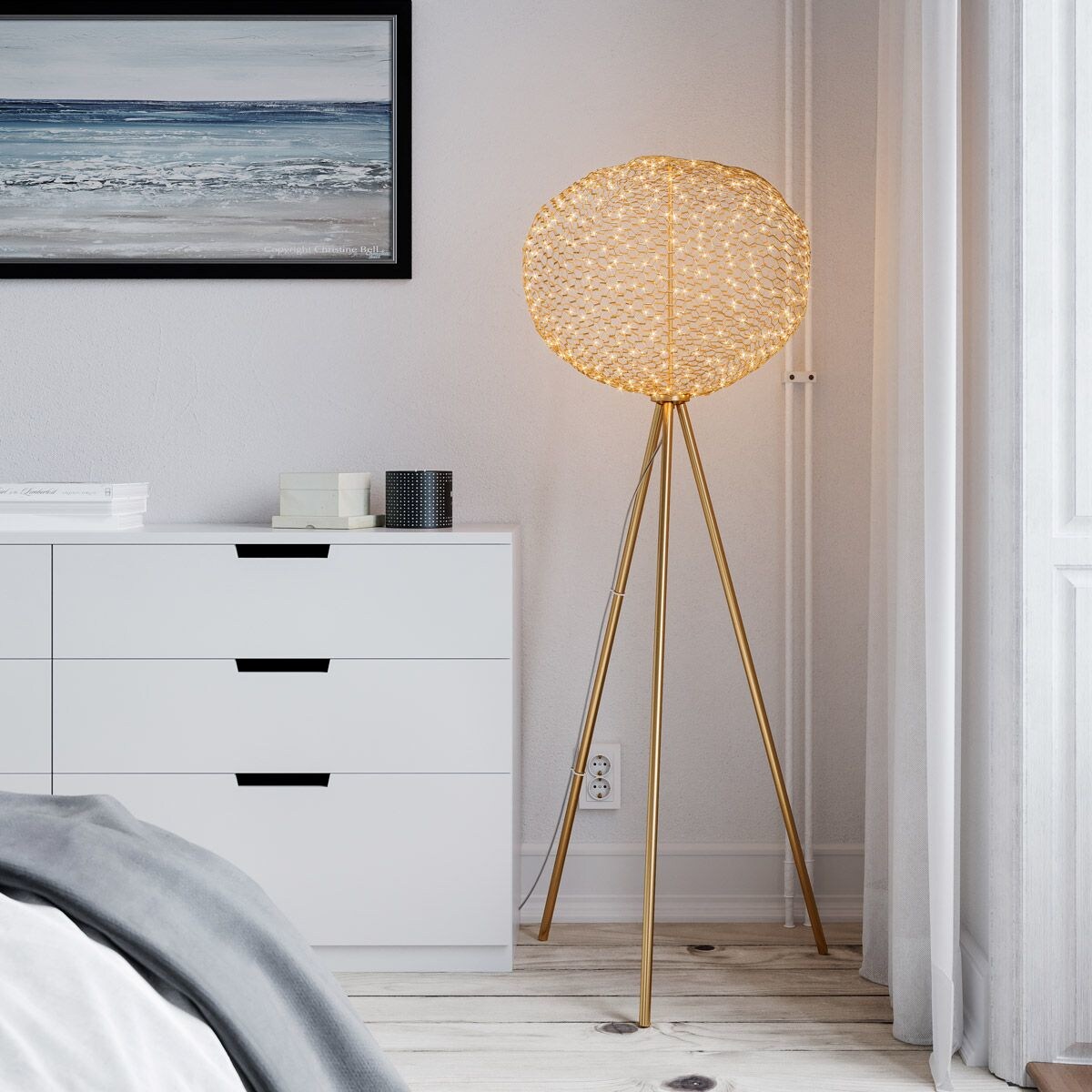 Podłogowa lampa Hayden 4100820-6501 By Rydens metalowa LED 15W 2700K ażur złota