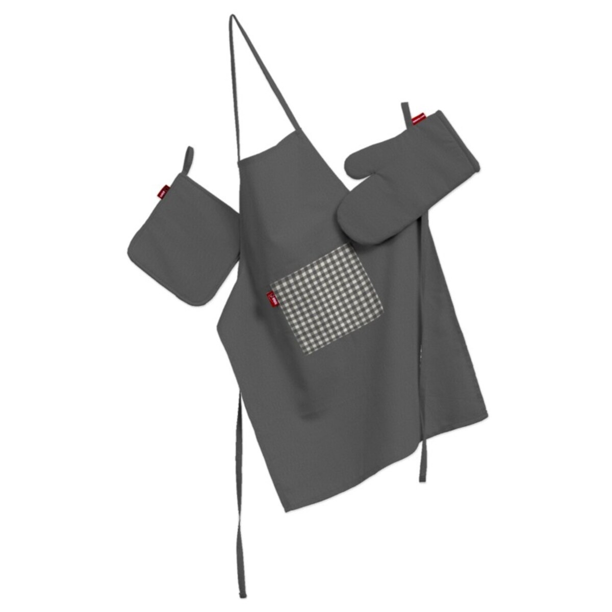 Komplet kuchenny fartuch,rękawica i łapacz, szary, kpl, Quadro