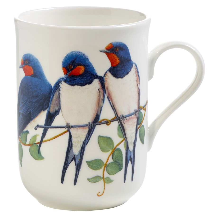 Kubek Birds Jaskółki, biały ze wzorem, 350 ml