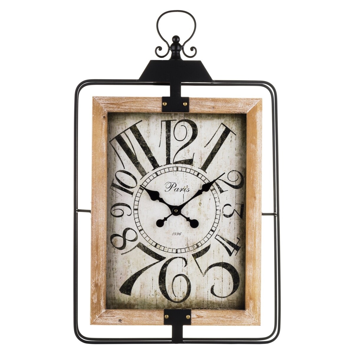 Duży zegar w metalowej prostokątnej ramie 75x46x6 cm RELOJ