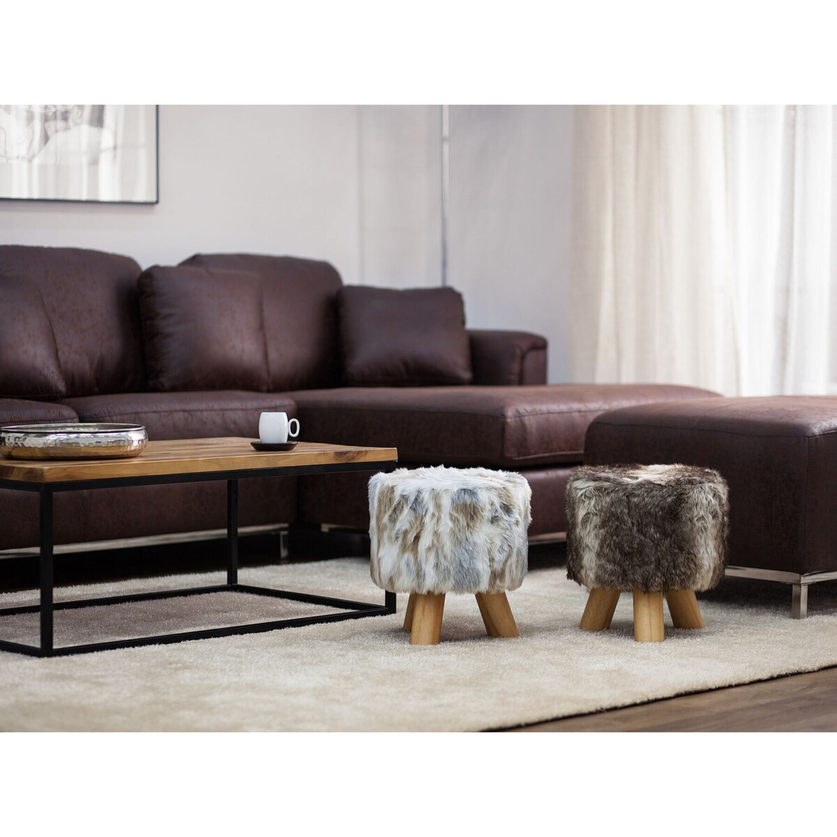 Stołek brązowo-beżowy TOPEKA