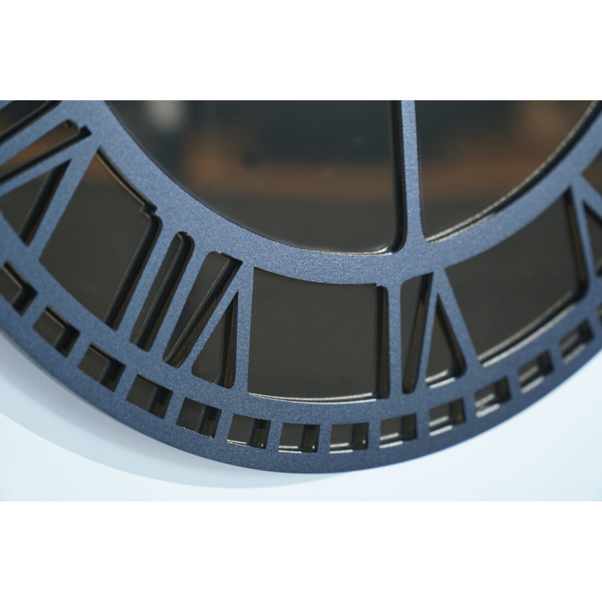 Metalowy zegar ścienny czarny lustro złote 50cm