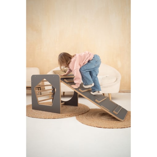 Kostka Wielozadaniowa + MAŁA zjeżdżalnia DRABINKA - szara