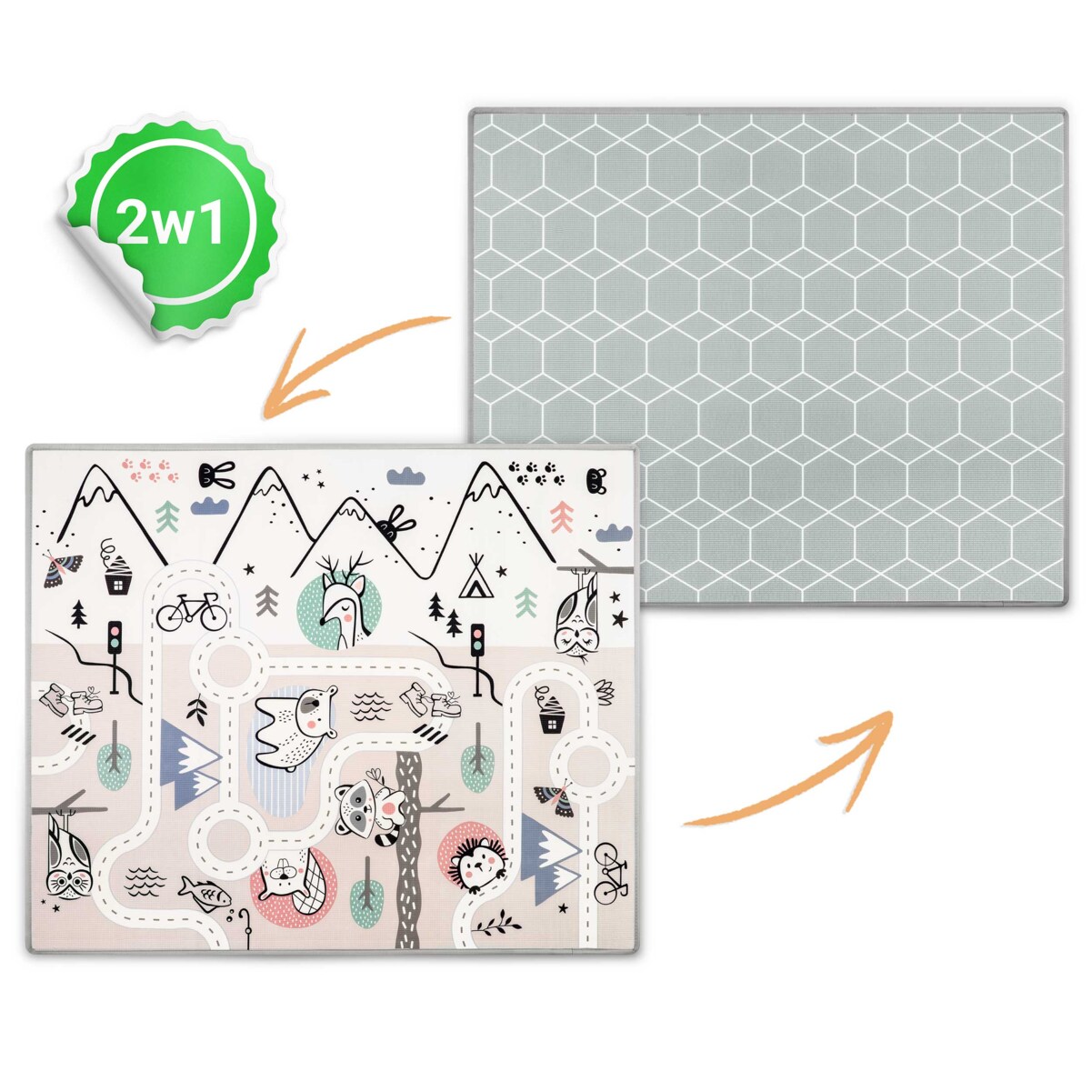 Mata piankowa edukacyjna dwustronna zwijana duża 180x150cm Nukido