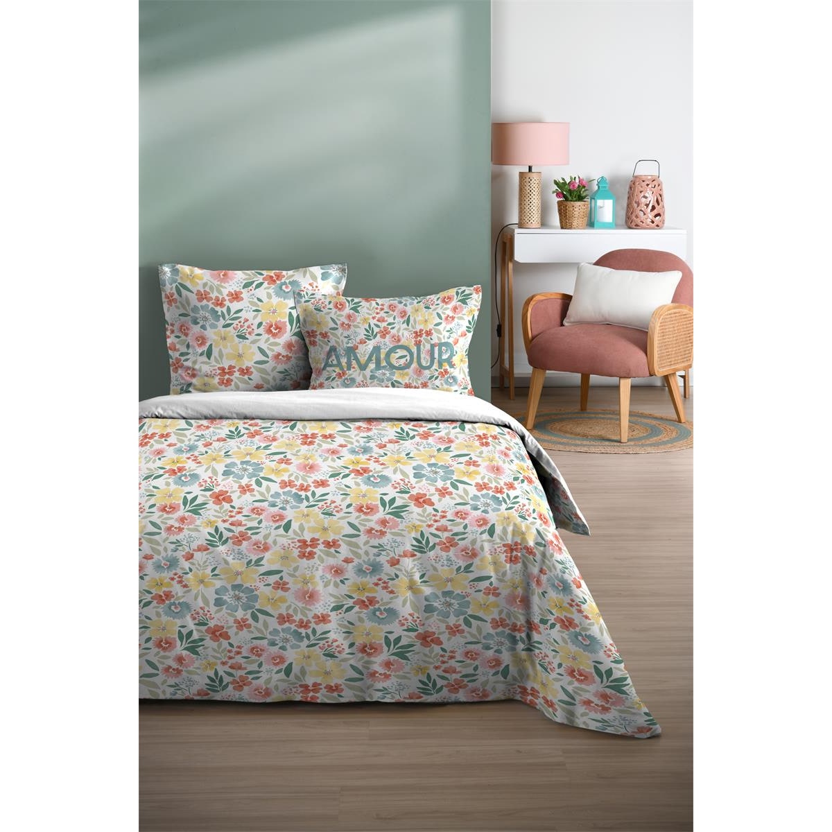 Komplet pościeli bawełnianej, FLOWER, 240 x 220 cm