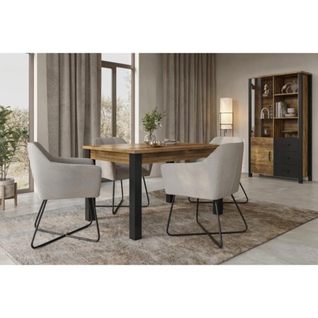 Stół rozkładany OLIN 130(175)x85 appenzeller fichte/czarny