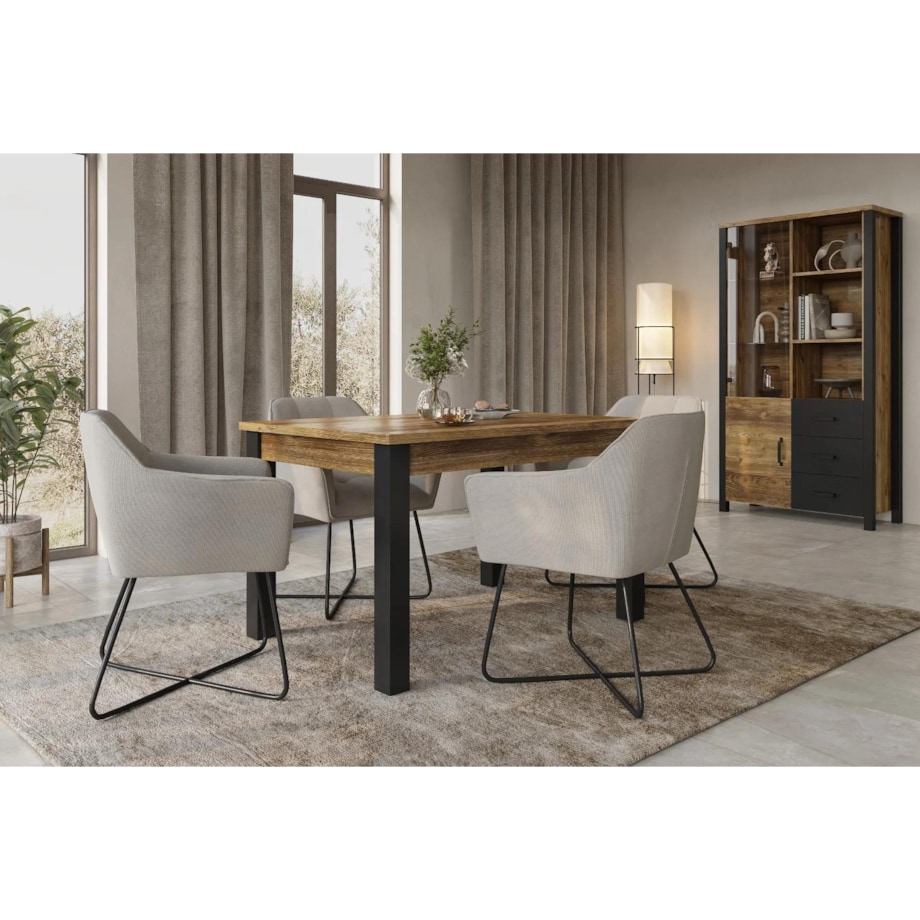 Stół rozkładany OLIN 130(175)x85 appenzeller fichte/czarny