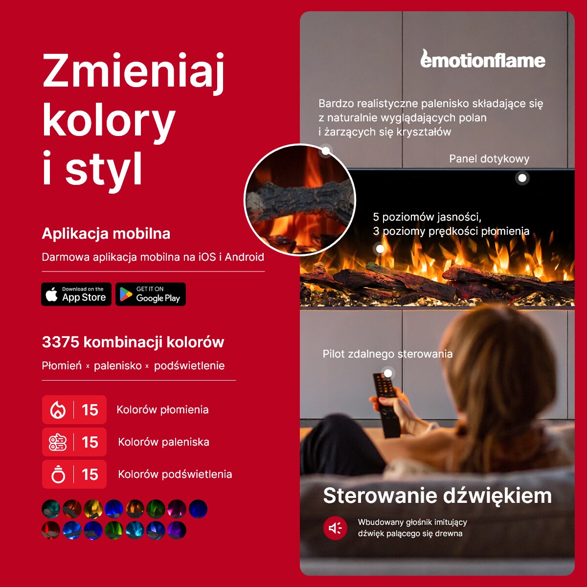 Kominek elektryczny à 3 côtés Emotion Flame Solis 120 - do zabudowy - 120x30x46 cm - kominek LED - funkcja grzania 750/1500 W