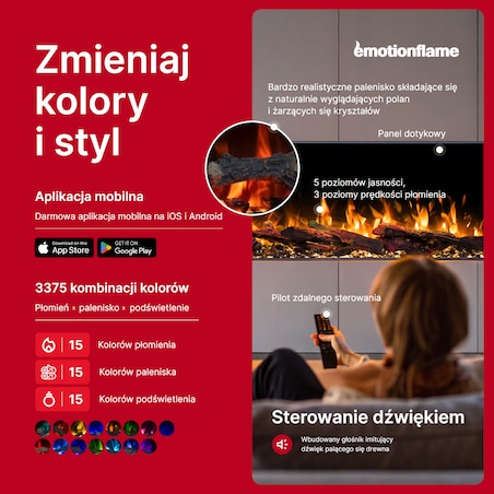 Kominek elektryczny à 3 côtés Emotion Flame Solis 120 - do zabudowy - 120x30x46 cm - kominek LED - funkcja grzania 750/1500 W