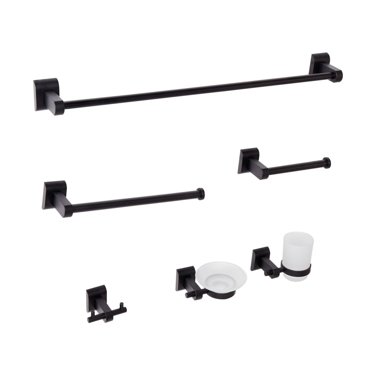 Zestaw akcesoriów toaletowych 6 elementów TALARA Z uchwytami i haczykami na ręczniki Czarny
