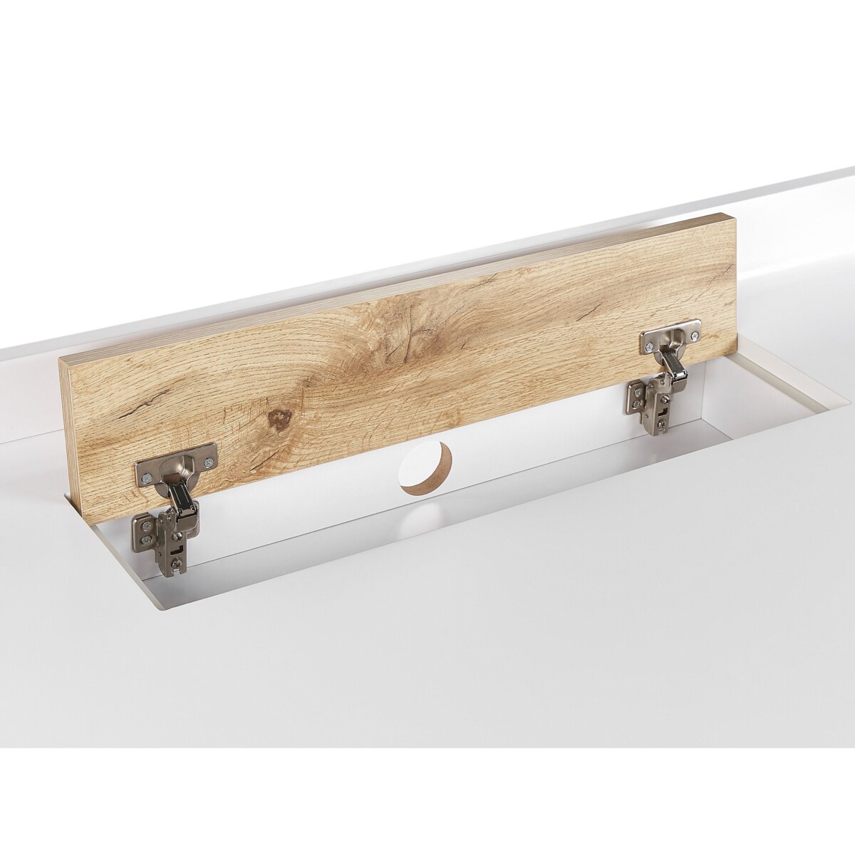 Biurko z szufladą 120 x 60 cm białe z jasnym drewnem FOCUS