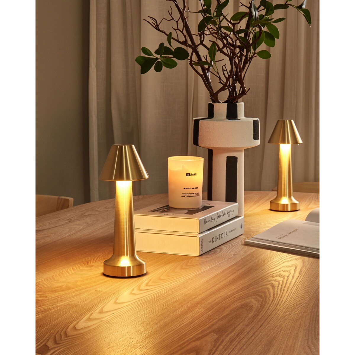 Zestaw 2 lampek stołowych metalowych złoty JOANES