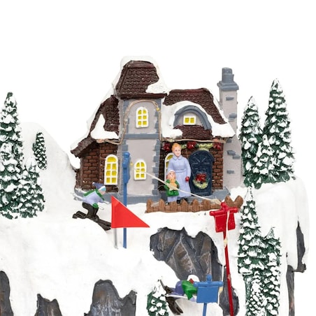 Dekoracja - grająca scenka świąteczna Wioska Zimowa 68x23x17 cm