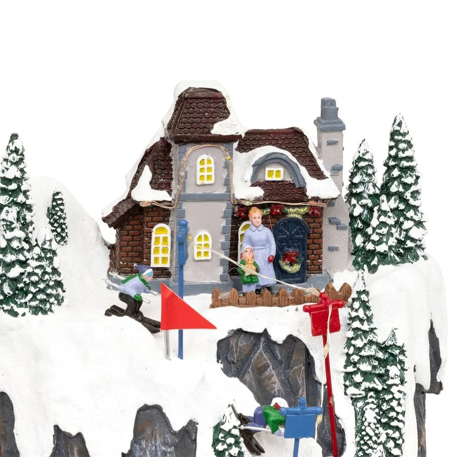 Dekoracja - grająca scenka świąteczna Wioska Zimowa 68x23x17 cm