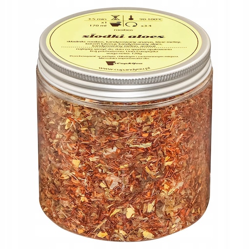 Herbata rooibos z czerwonokrzewu SŁODKI ALOES o smaku aloesu i lukrecji - herbata liściasta sypana mieszanka napar susz - gotowa na prezent upominek