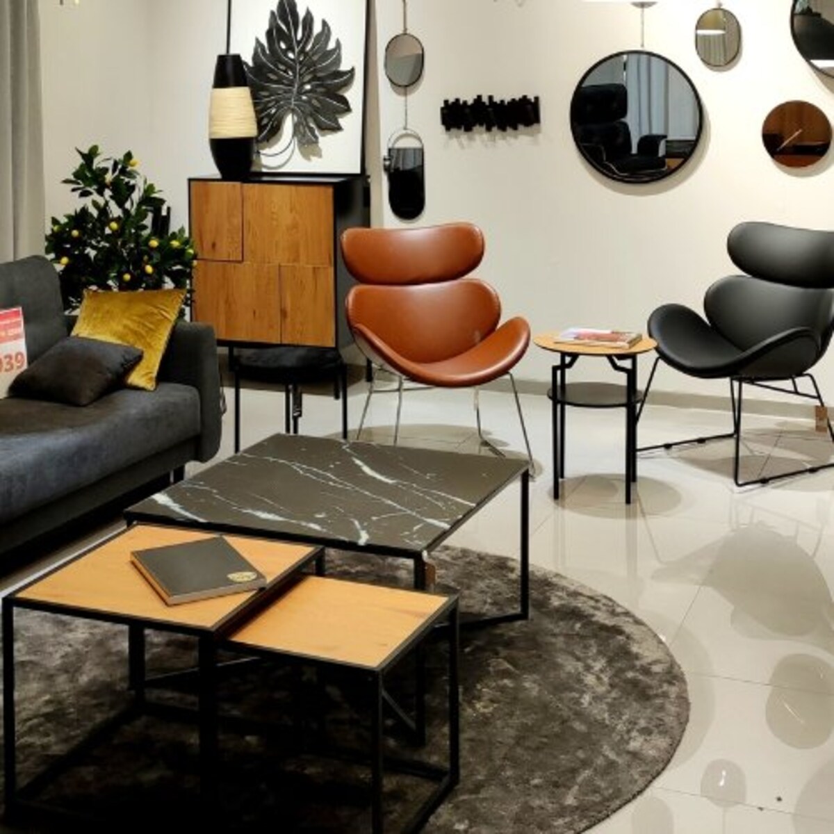 Stoliki kawowe Seaford naturalny/czarny