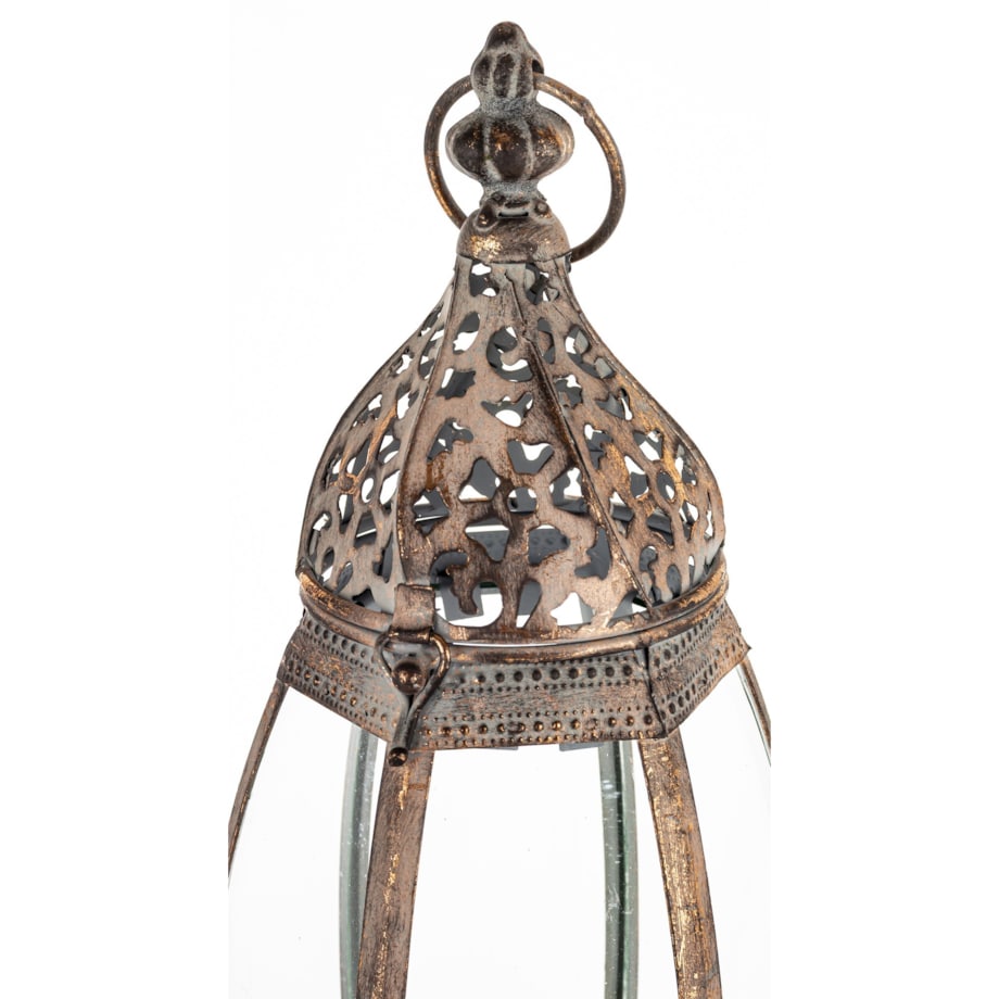 Lampion metalowy ze szkłem 45x14x14 cm OVALENA small