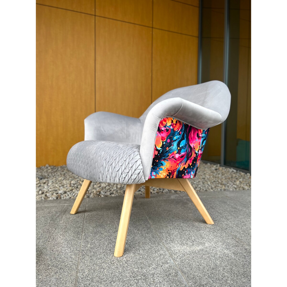 Fotel kubełkowy K05 Kolorowe ekspresja + szary