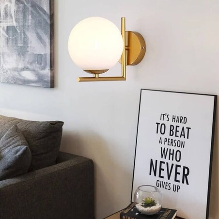 Ścienna lampa kula Milano ABR-KRR-E14 Abruzzo szkło metal złoty biały