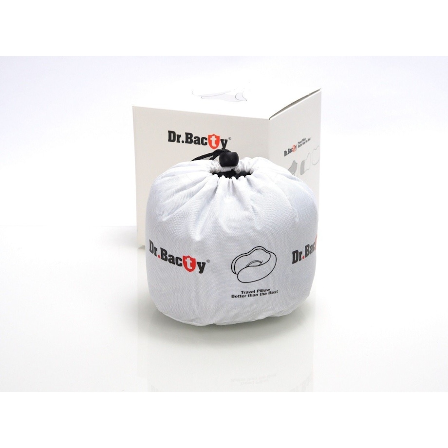 Poduszka podróżna na szyję Dr.Bacty - granatowa. Plus zatyczki do uszu i opaska na oczy