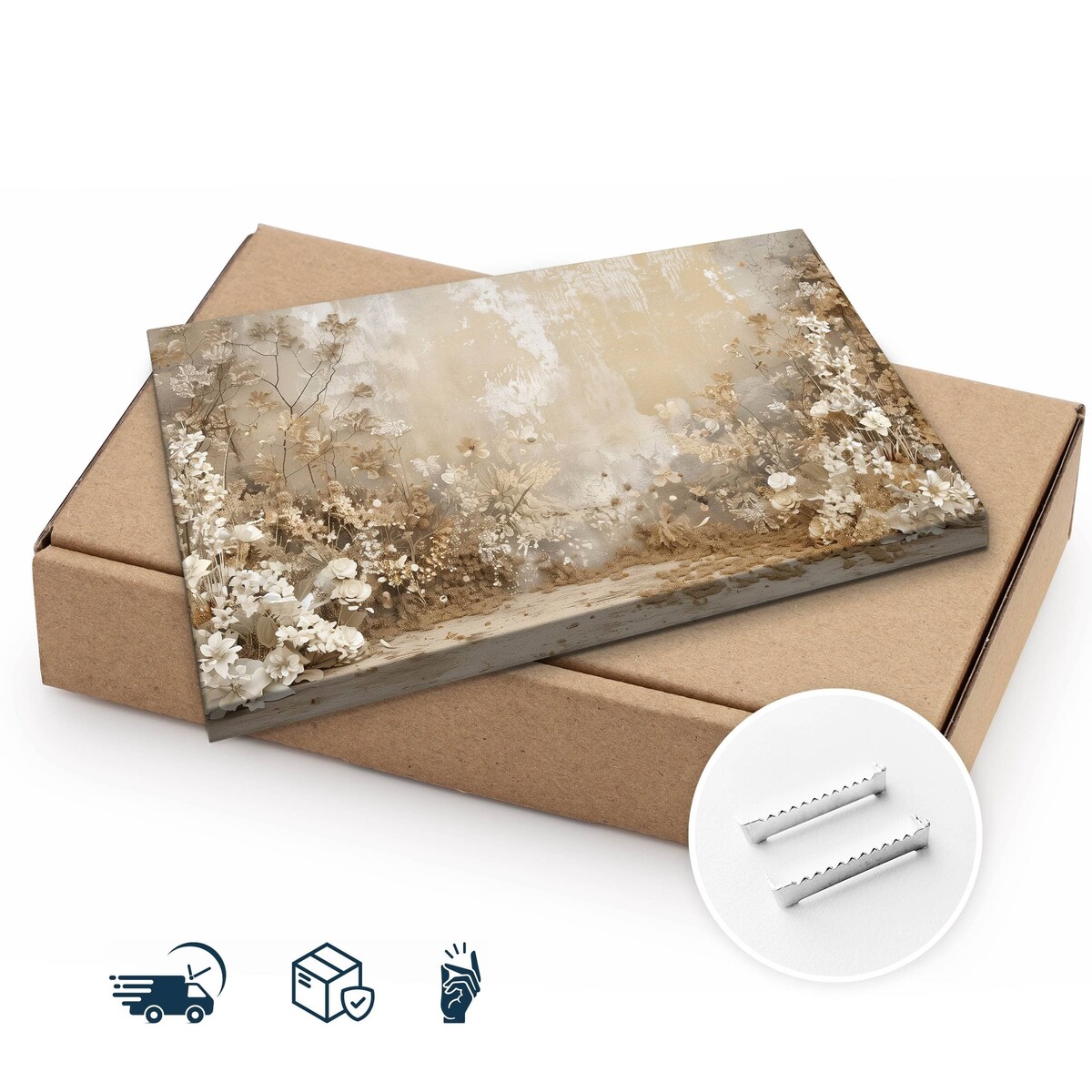 Obraz Ścienny Do Salonu Dzikie Kwiaty Natura Abstrakcja Beton Retro 70x50cm