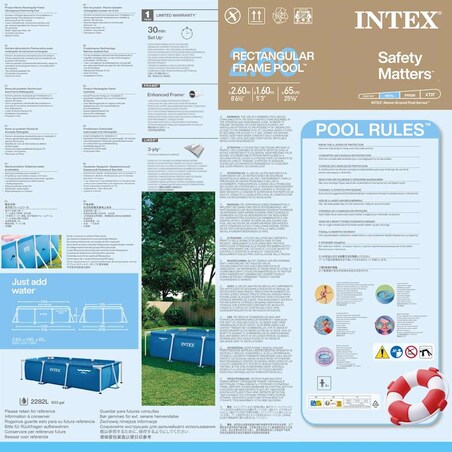 Intex Basen Rectangular Frame, 260 x 160 x 65 cm, 28271NP