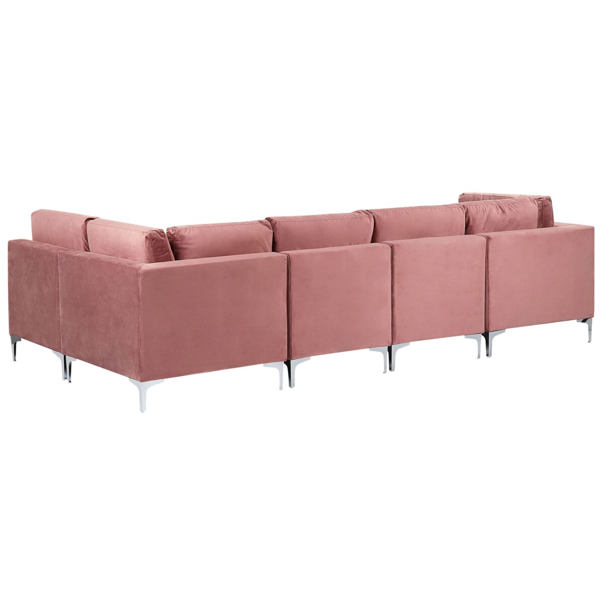 Narożnik modułowy 5-osobowy welurowy lewostronny różowy EVJA