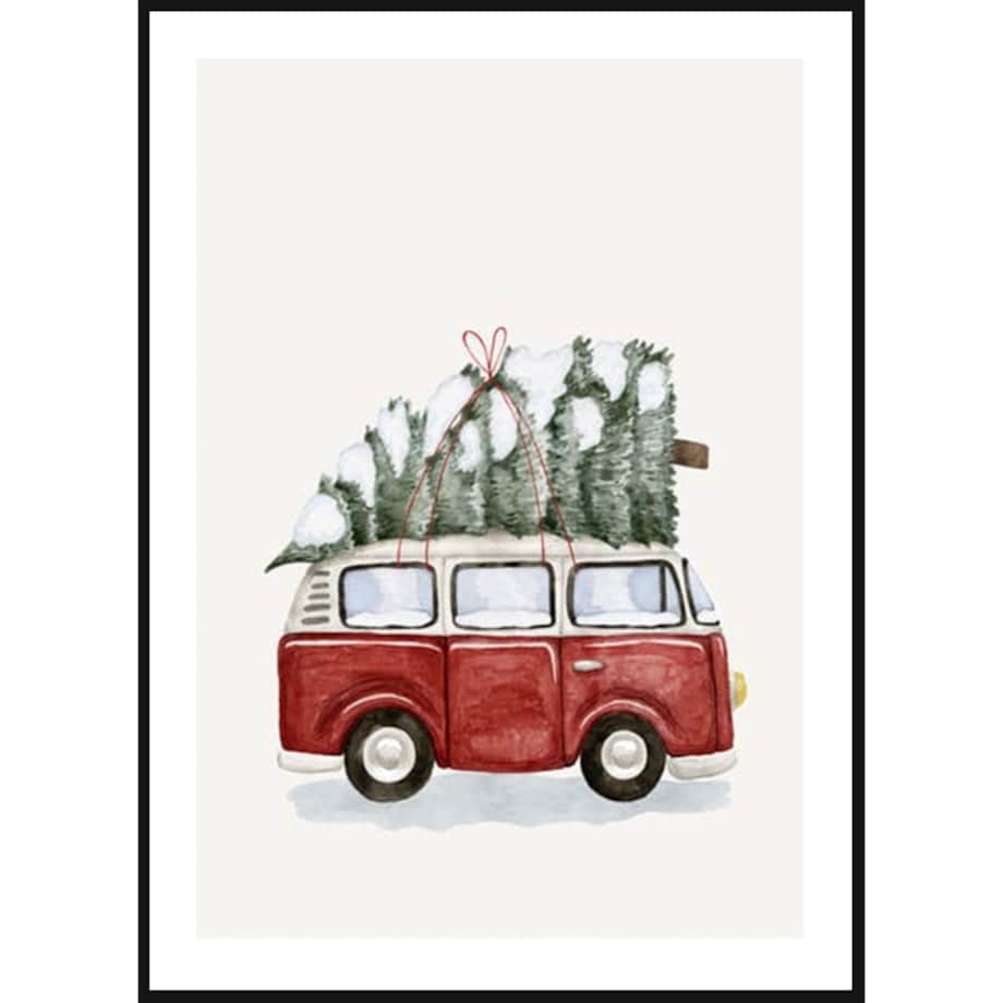 Poster Story, Plakat, Obraz - Świąteczny Van z Choinką, wymiary 70 x 100 cm