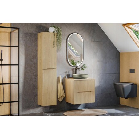 Szafka pod umywalkę NORDIC CREMONA 2S 60cm dąb cremona z umywalką nablatową BEYOND