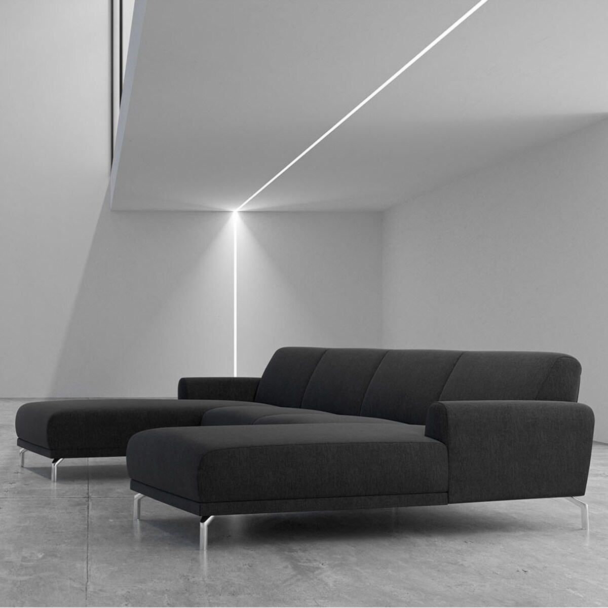 Sofa narożna podwójna Puzo ciemnoszara